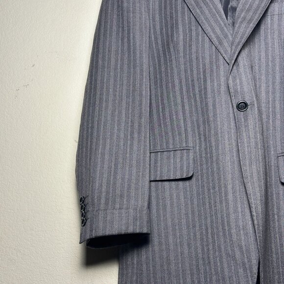 Apollo King Grey Blazer Coat Jacket Vest 2 Piece Suit Men Formal 42L Pinstripe - Picture 15 of 16